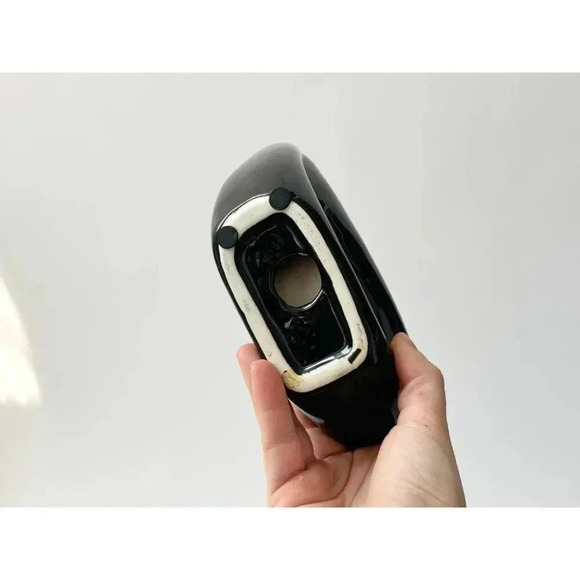 Awesome Postmodern Crescent Moon MCM Retro Black Glazed Ceramic Candle Holder - Picture 7 of 9